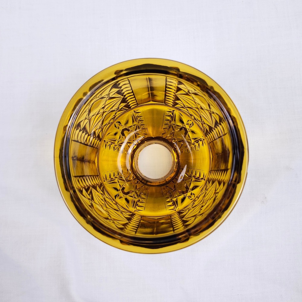 Vtg Indiana Glass Fairy Lamp Stars and Bars Amber TOP ONLY Replacement MCM - Picture 10 of 14